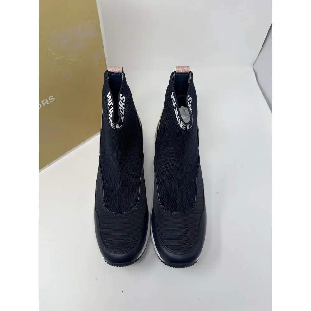 Michael Kors Women's Slip-On Logo Sock Navy Multicolor Sneakers 7.5